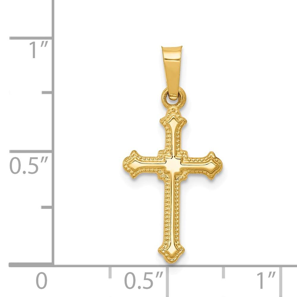Jewelryweb 10.93mm 14k Polished Small Fleur De Lis Cross Pendant