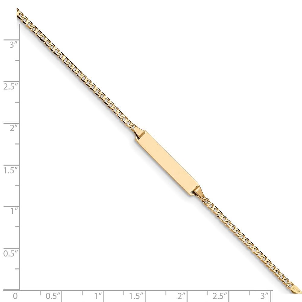 Jewelryweb 4.5mm 14k Flat Curb Link ID Bracelet - 5.5 Inch