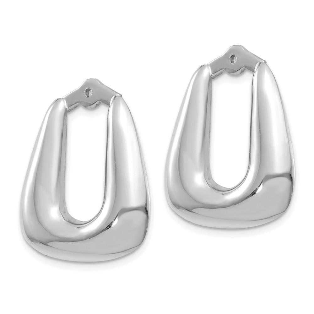 Jewelryweb 14k White Gold Polished Hoop Earrings Jackets - Measures 25x21mm Wide