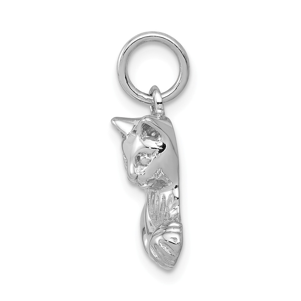 Jewelryweb 14k White Gold Sparkle-Cut Satin Open-Backed Cat Charm - Measures 17.5x17.8mm