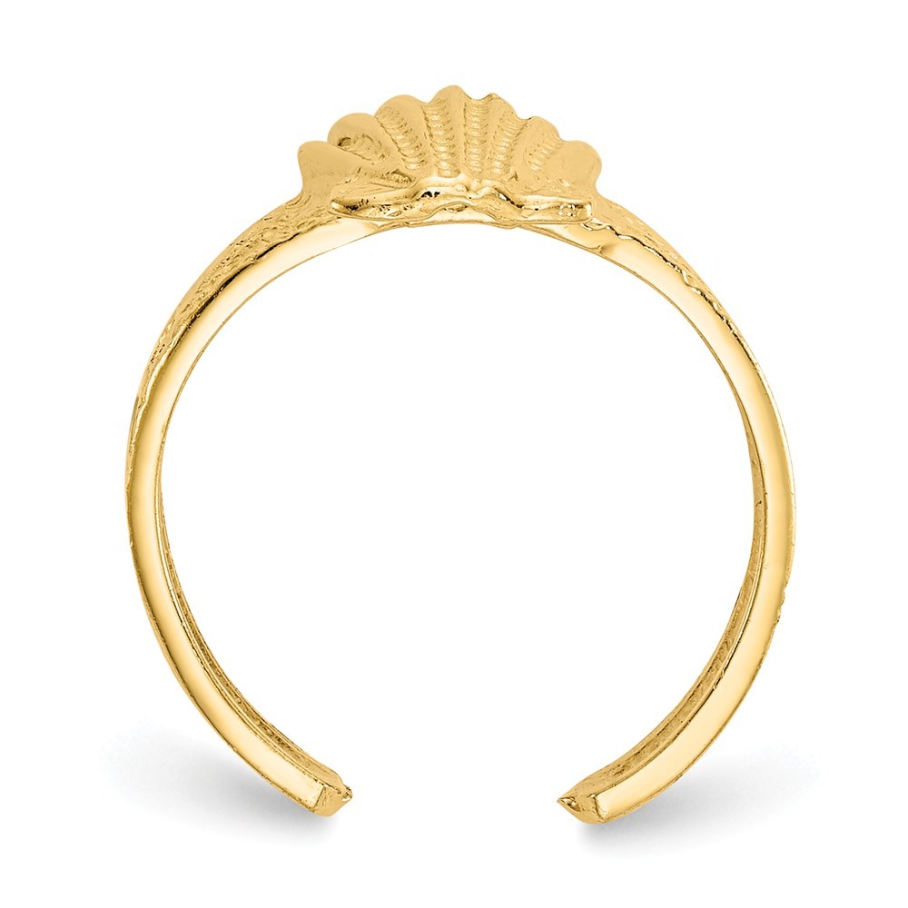 Jewelryweb 14k Yellow Gold Sparkle-Cut Scallop Shell Toe Ring