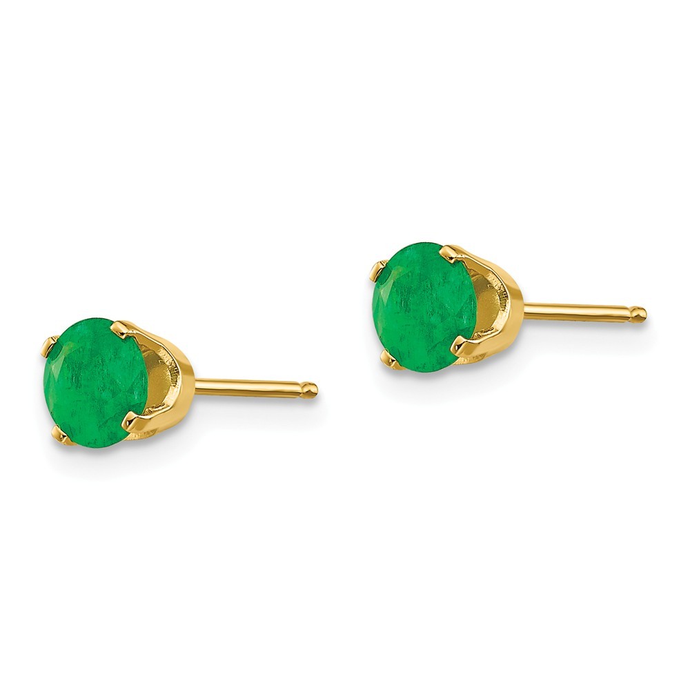 Jewelryweb 14k Yellow Gold Emerald Earrings - May Birthstone - Measures 5x5mm Wide