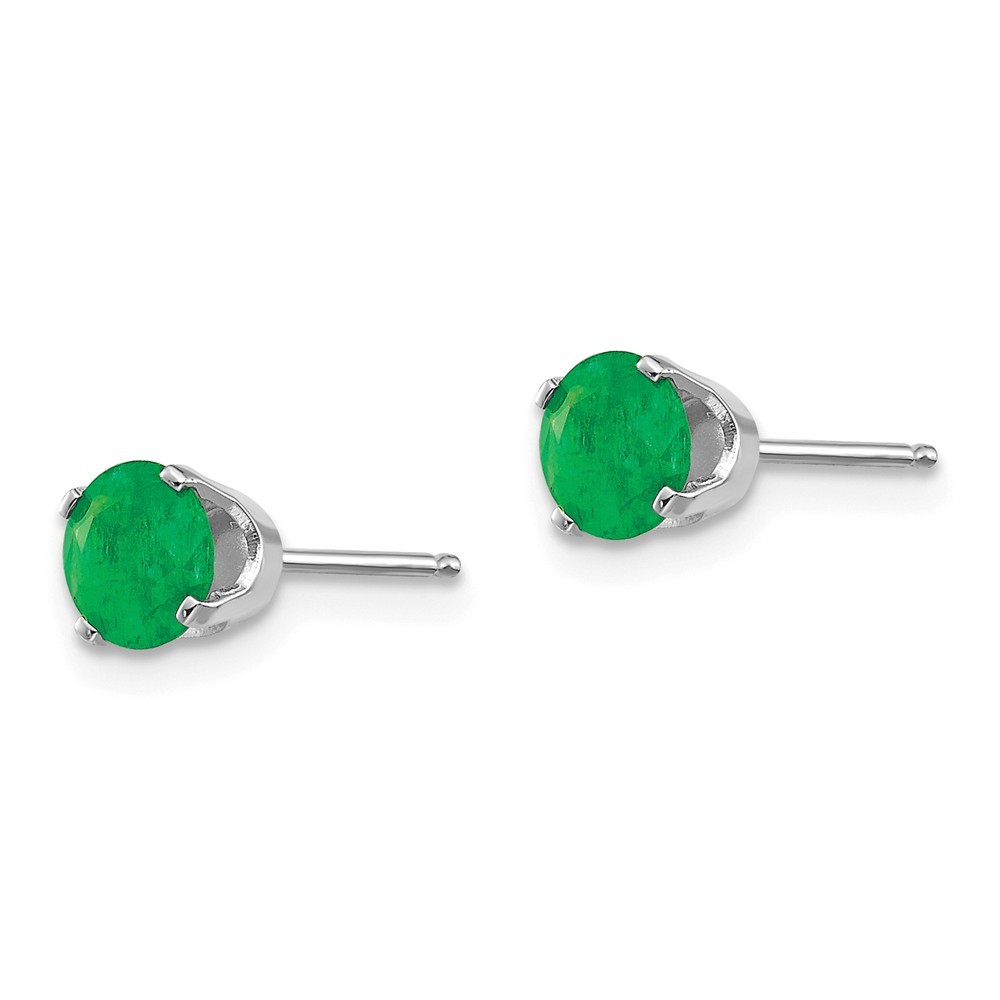 Jewelryweb 14k White Gold 5mm Emerald Stud Earrings - Measures 5x5mm Wide