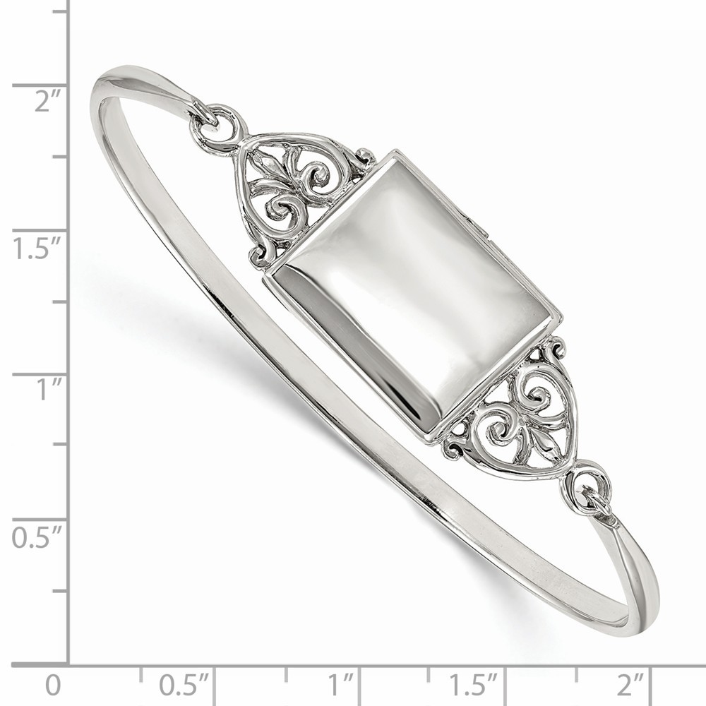 Jewelryweb Sterling Silver Polished Rectangular 20mm Locket Bangle