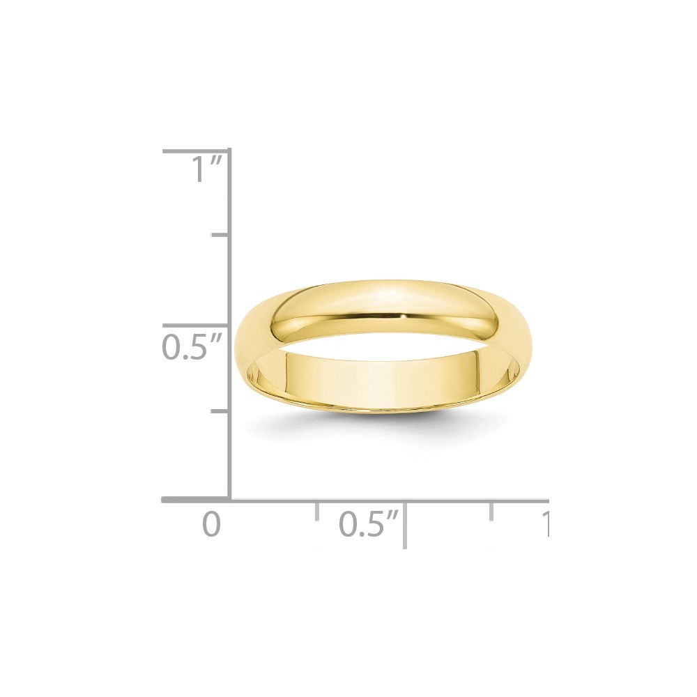 Jewelryweb 10k Yellow Gold 4mm Ltw Half Round Band Size 11 Ring