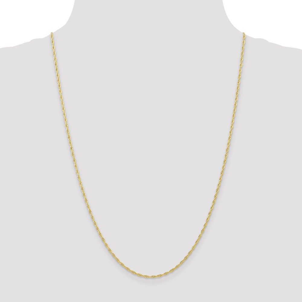 Jewelryweb 10k 1.55mm Carded Cable Rope Chain Necklace - 18 Inch
