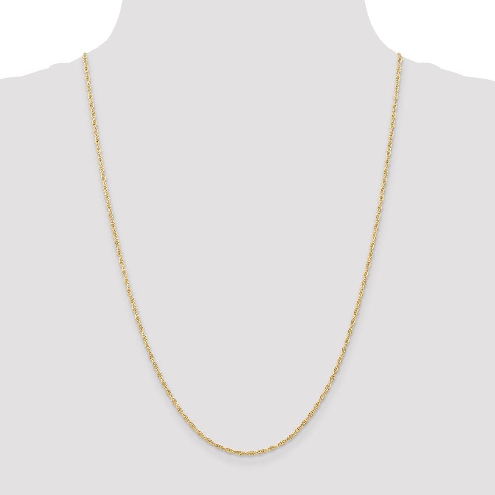 Jewelryweb 14k Yellow Gold Carded Cable Rope Chain Necklace - 24 Inch - 1.25mm - Spring Ring