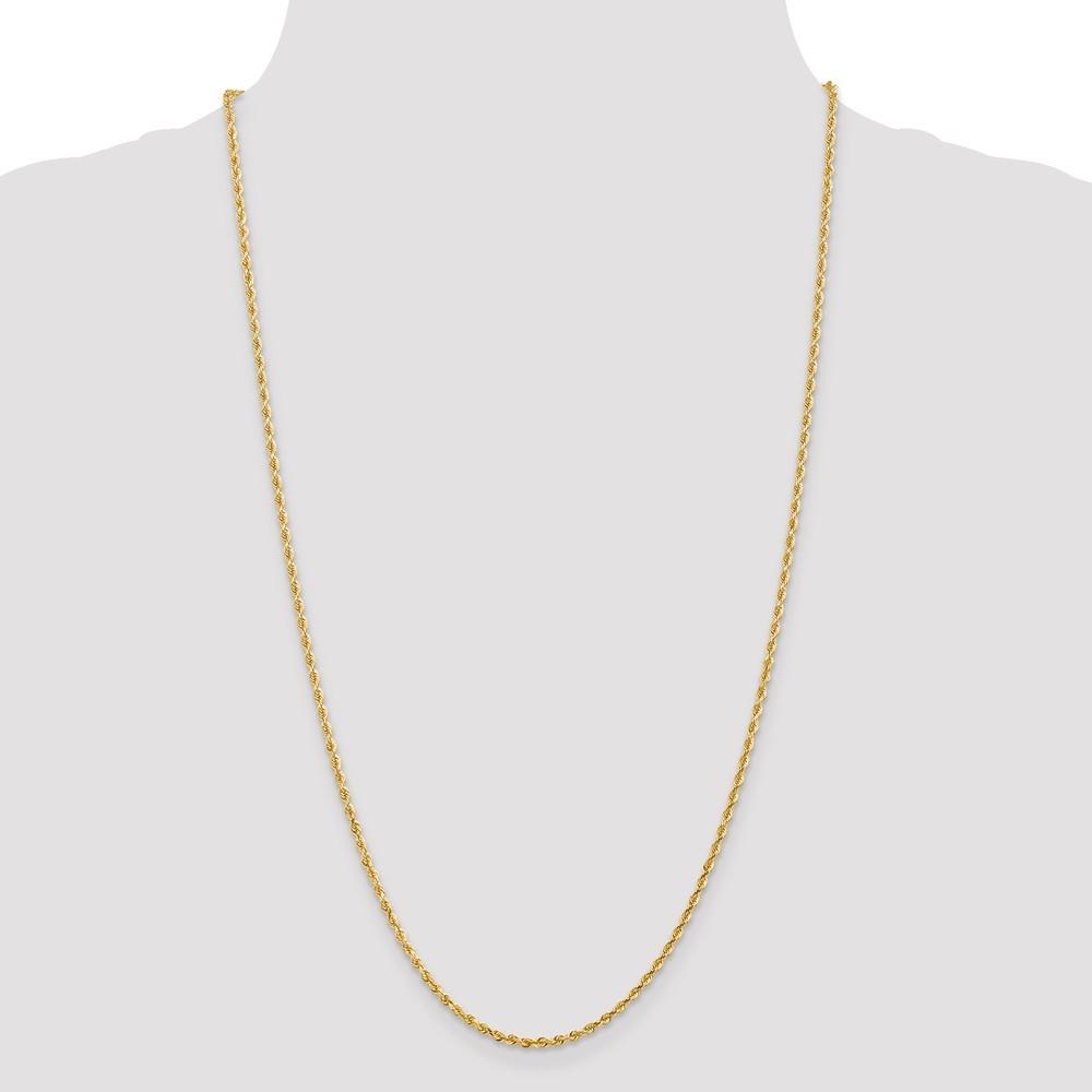 Jewelryweb 14k Yellow Gold 2.25mm Sparkle-Cut Quadruple Rope Chain Ankle Bracelet - 10 Inch