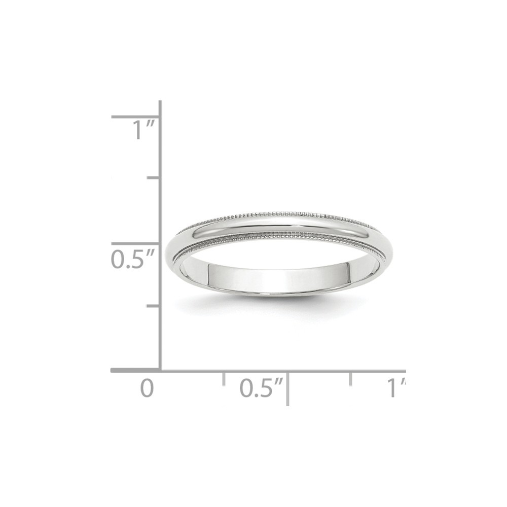 Jewelryweb 14k White Gold 3mm Milgrain Band Ring - Size 4.5