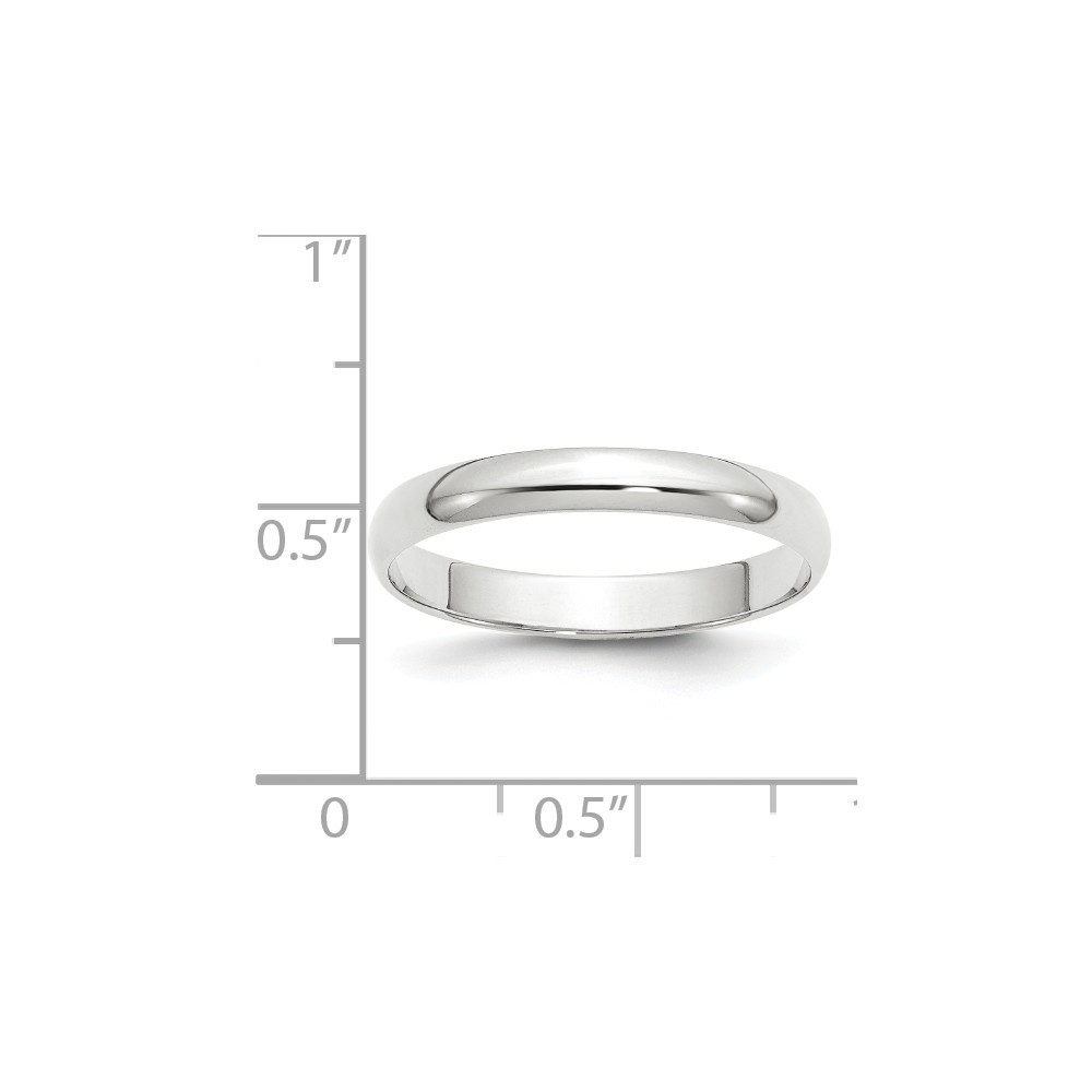 Jewelryweb 14k White Gold 3mm Ltw Half Round Band Size 12 Ring