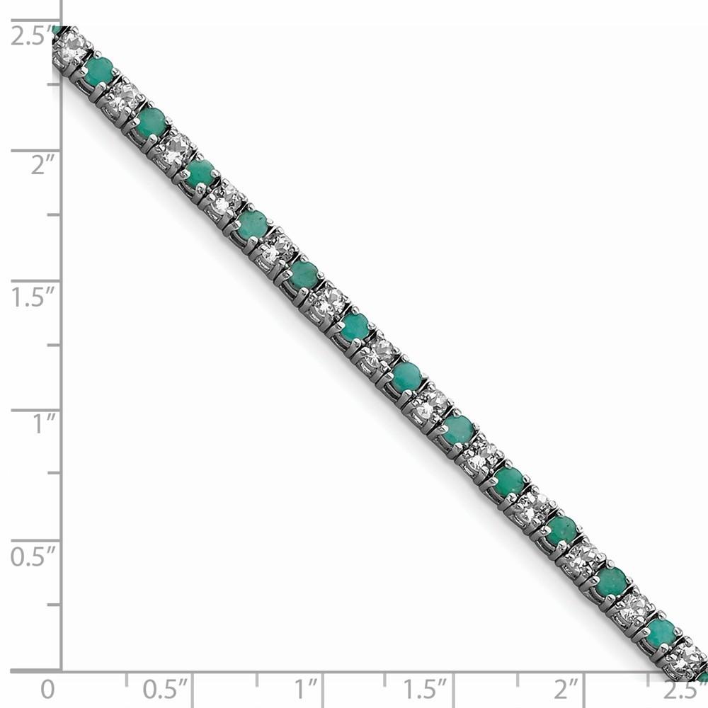 Jewelryweb Sterling Silver Emerald and Cubic Zirconia Tennis Bracelet - Measures 4mm Wide