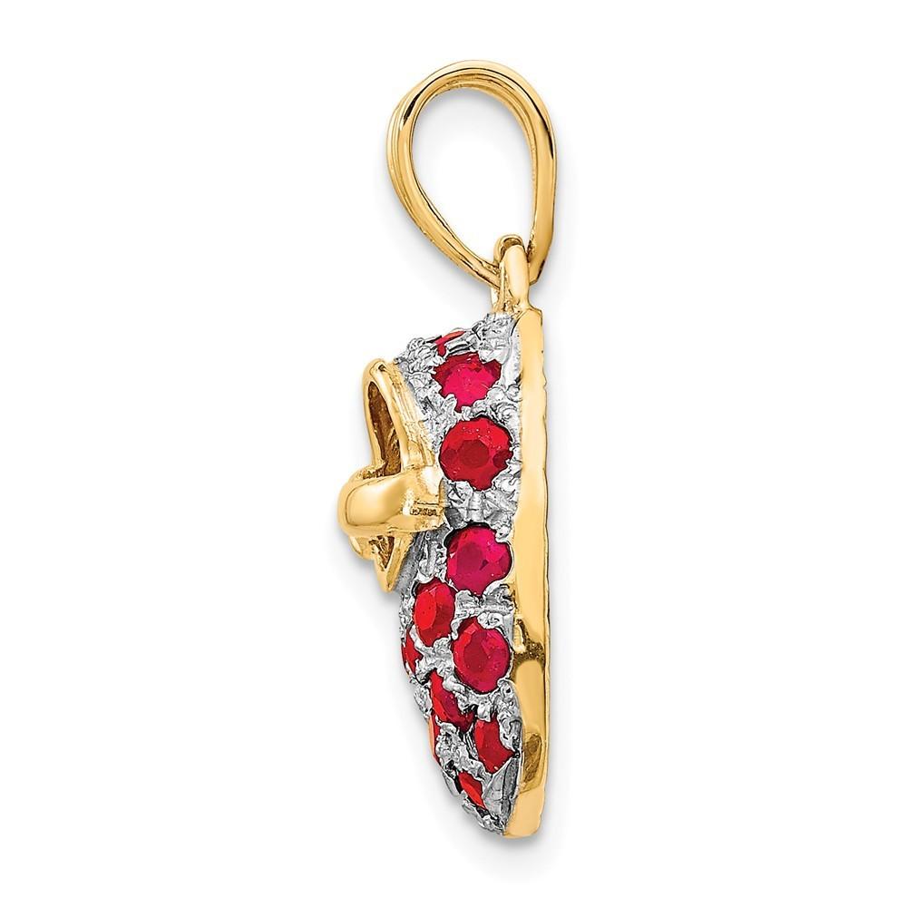 Jewelryweb 14k Yellow Gold and Ruby Baby Shoe Charm - Measures 23x9mm Wide