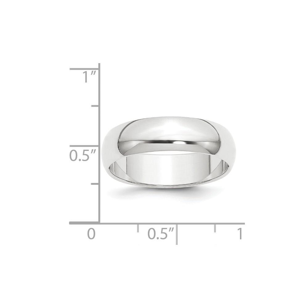 Jewelryweb Platinum 6mm Half-Round Featherweight Band Ring - Size 4.5