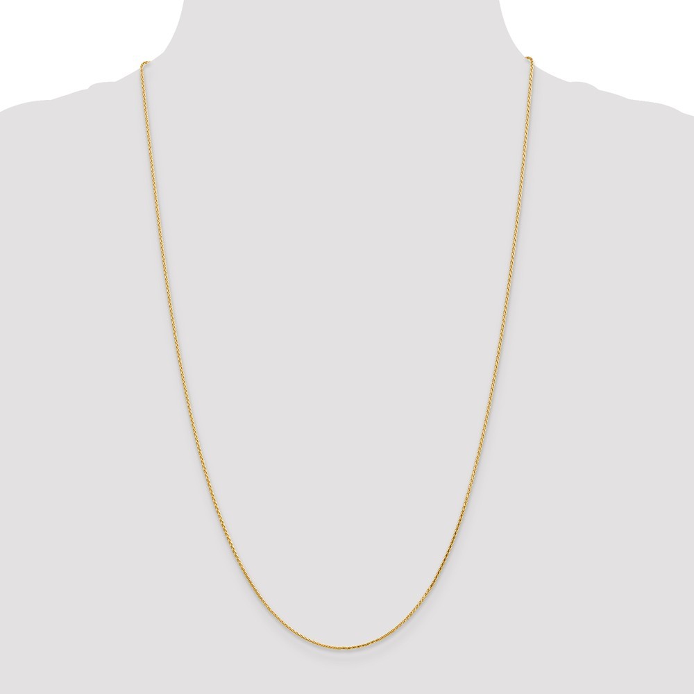 Jewelryweb 14k Yellow Gold 1.2mm Sparkle-Cut Wheat Chain Necklace - 18 Inch