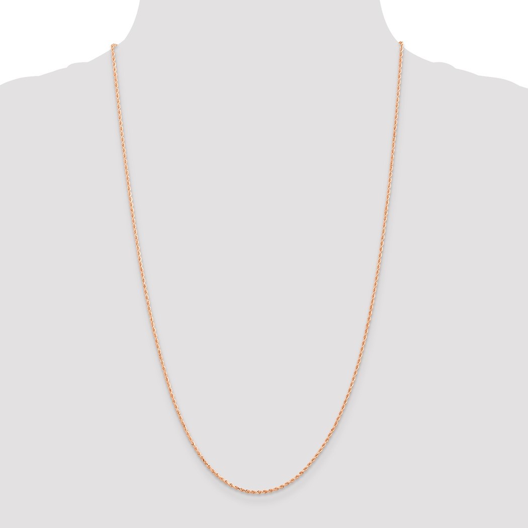 Jewelryweb 14k Rose Gold 1.5mm Sparkle-Cut Rope Chain Necklace - 18 Inch