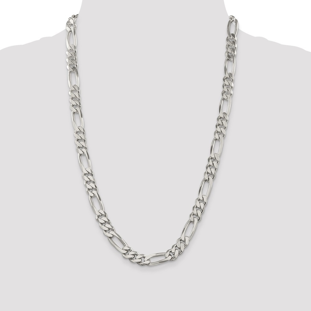 Jewelryweb Sterling Silver 9mm Figaro Chain Necklace - 24 Inch - Lobster Claw