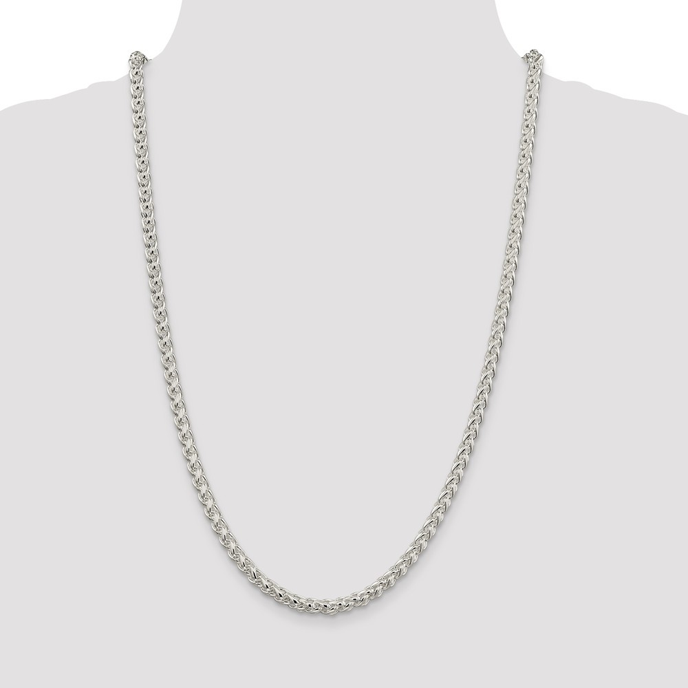 Jewelryweb Sterling Silver Wheat Chain - 6mm - 30 Inch - Lobster Claw