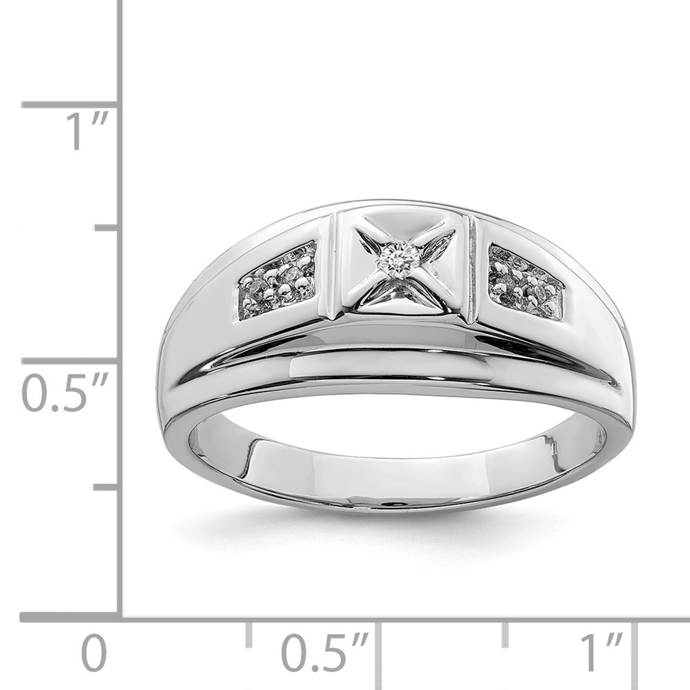 Jewelryweb Sterling Silver Rhodium Plated Diamond Mens Ring - Size 11