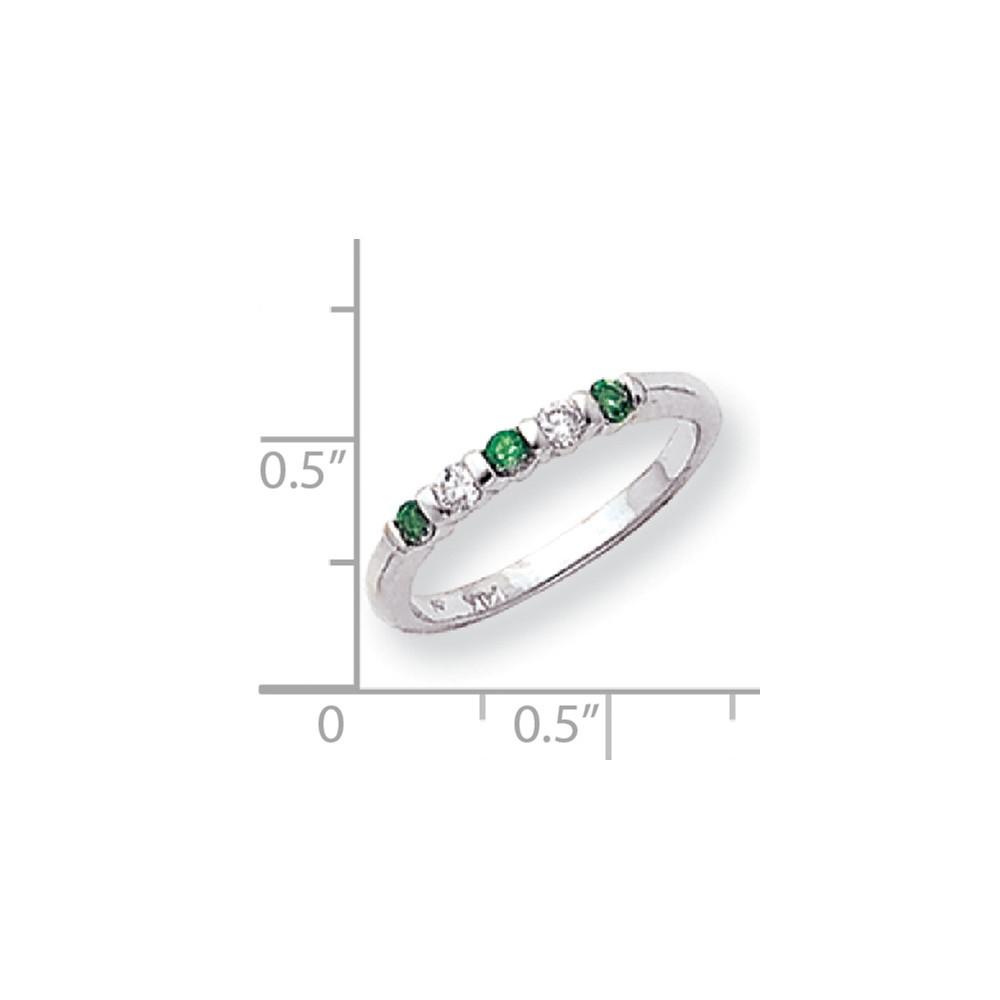 Jewelryweb 14k White Gold 2.25mm Emerald Diamond anniversary Band Ring - Size 6