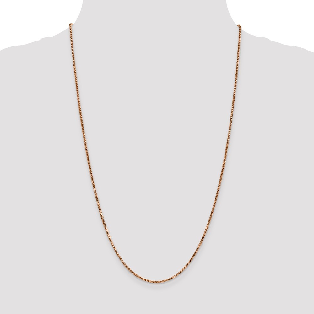 Jewelryweb 14k Rose Gold 1.40mm Wheat Chain Necklace - 20 Inch
