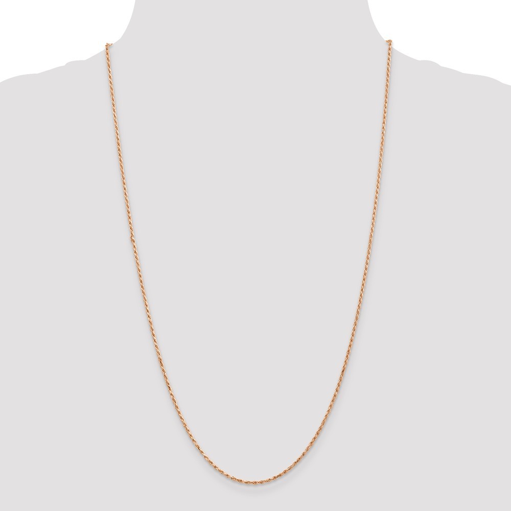 Jewelryweb 14k Rose Gold 1.8mm Sparkle-Cut Rope Chain Necklace - 24 Inch