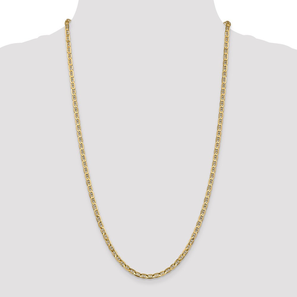 Jewelryweb 14k Yellow Gold 3.75mm Concave Anchor Chain Necklace - 16 Inch - Lobster Claw