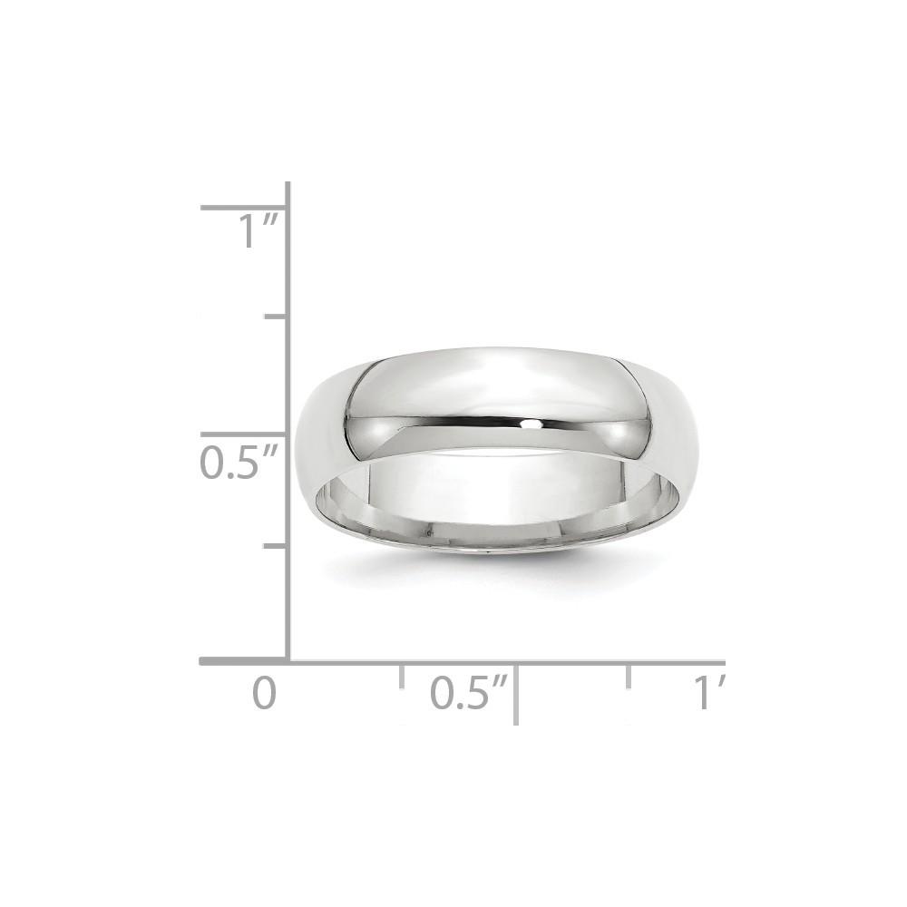 Jewelryweb 14k White Gold 6mm Ltw Comfort Fit Band Size 10.5 Ring