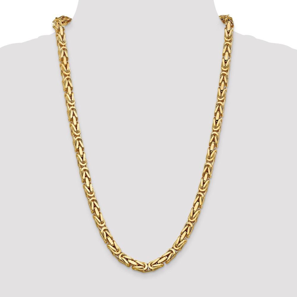 Jewelryweb 14k Yellow Gold 6.50mm Byzantine Chain Necklace - 24 Inch - Lobster Claw