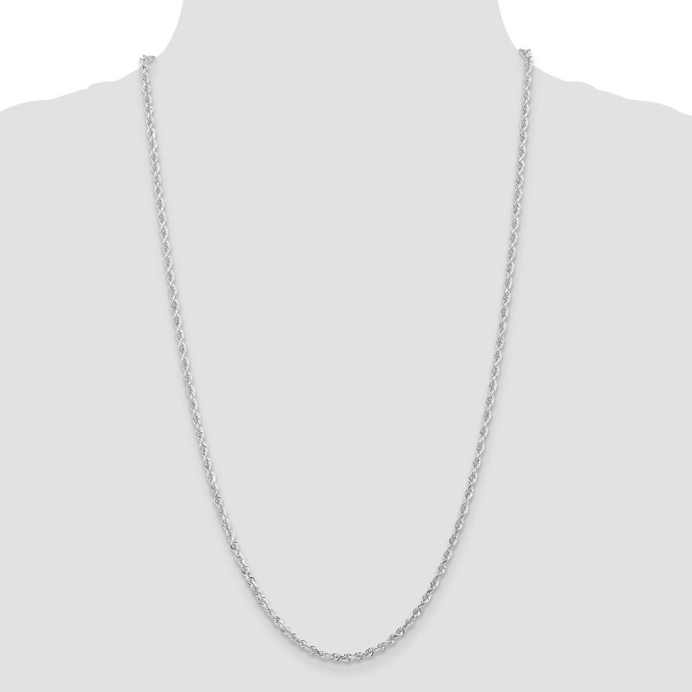 Jewelryweb 14k White Gold 3.0mm Sparkle-Cut Quadruple Rope Chain Necklace - 18 Inch