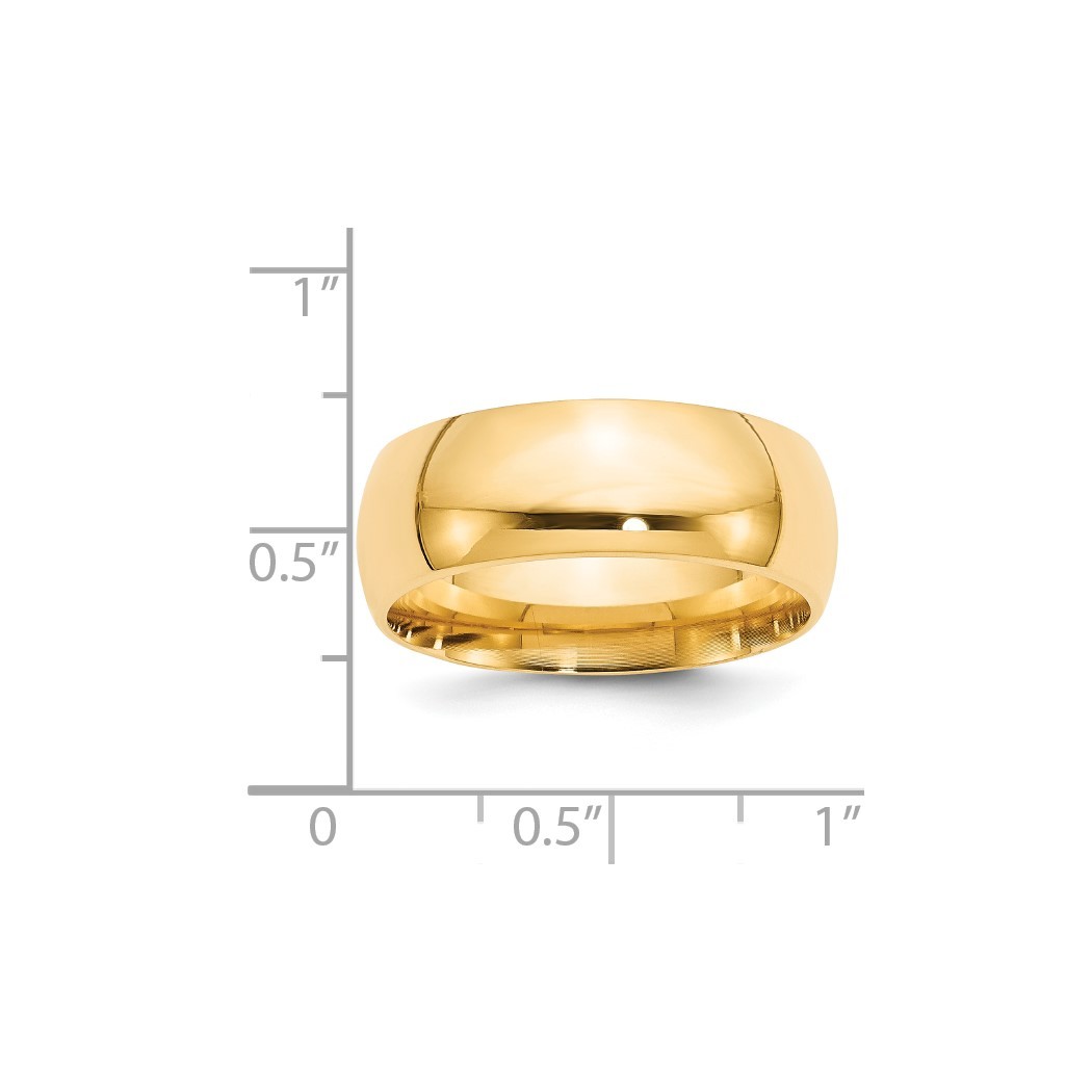 Jewelryweb 14k Yellow Gold 8mm Comfort-Fit Band Ring - Size 4