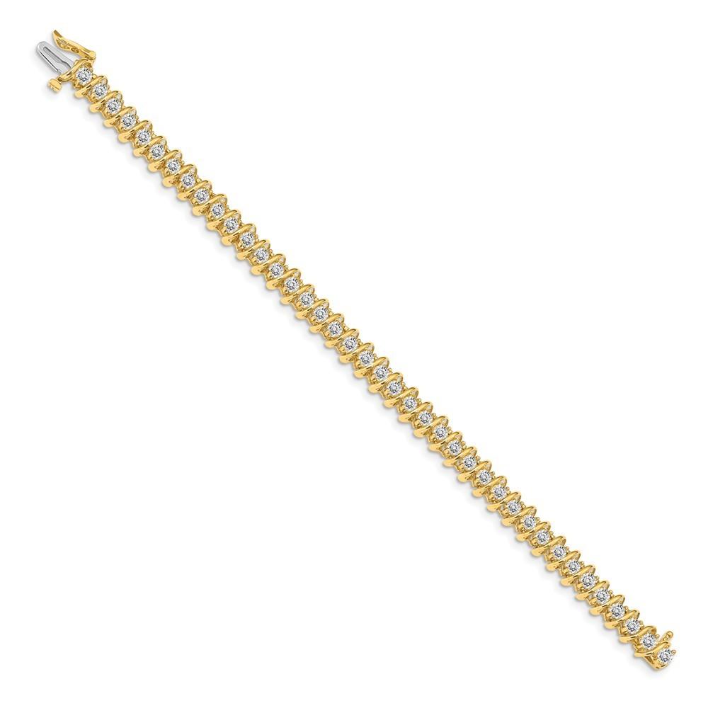 Jewelryweb 14k Yellow Gold Diamond Tennis Bracelet - Measures 8mm Wide