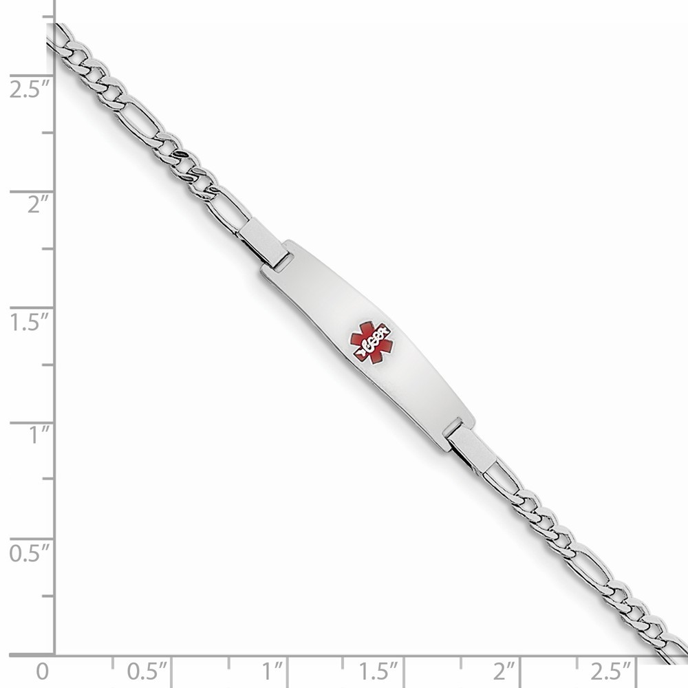 Jewelryweb Sterling Silver Medical ID Figaro Link Bracelet - 8 Inch - Lobster Claw