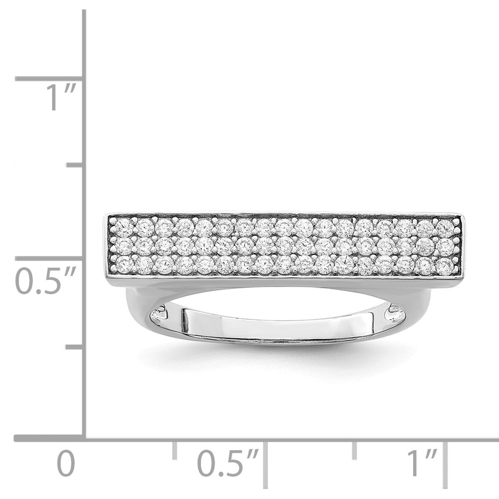 Jewelryweb Sterling Silver Rhodium-plated Cubic Zirconia Ring - Size 8