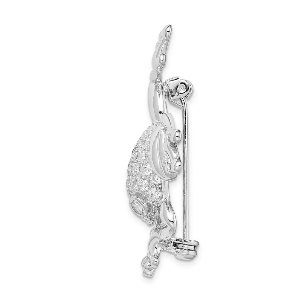 Jewelryweb Sterling Silver Cubic Zirconia Frog Pin