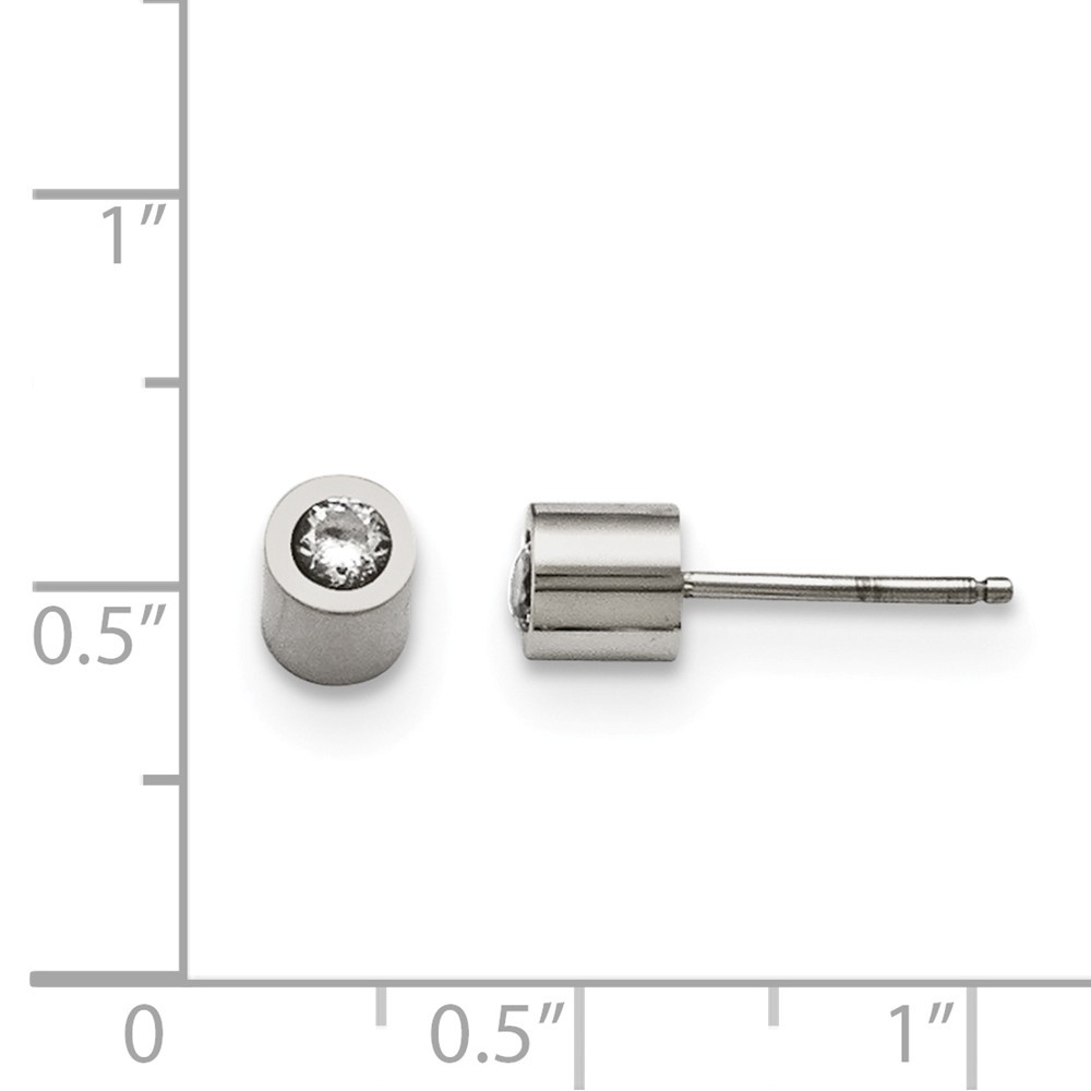 Jewelryweb Stainless Steel Cubic Zirconia Polished Post Earrings - Measures 5x5mm Wide