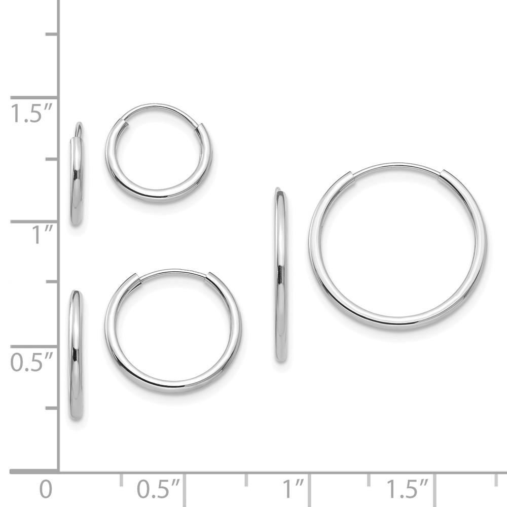 Jewelryweb 14k White Gold 3-Pair Set - Endless Hoop Earrings