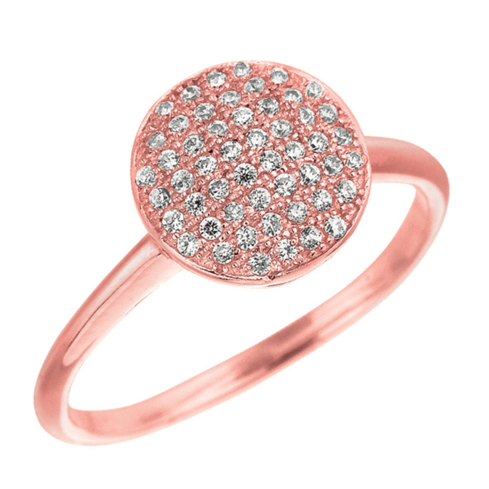 Jewelryweb Sterling Silver Cubic Zirconia Rhodium Rose Gold-Flashed Plated Engagement Style Ring - Size 6
