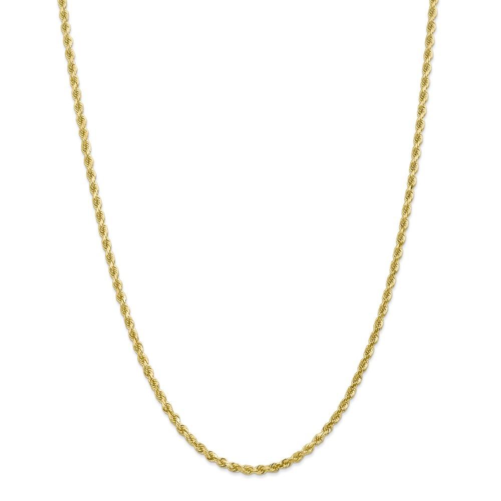 Jewelryweb 10k 3.2mm Sparkle-Cut Rope Chain Necklace - 26 Inch