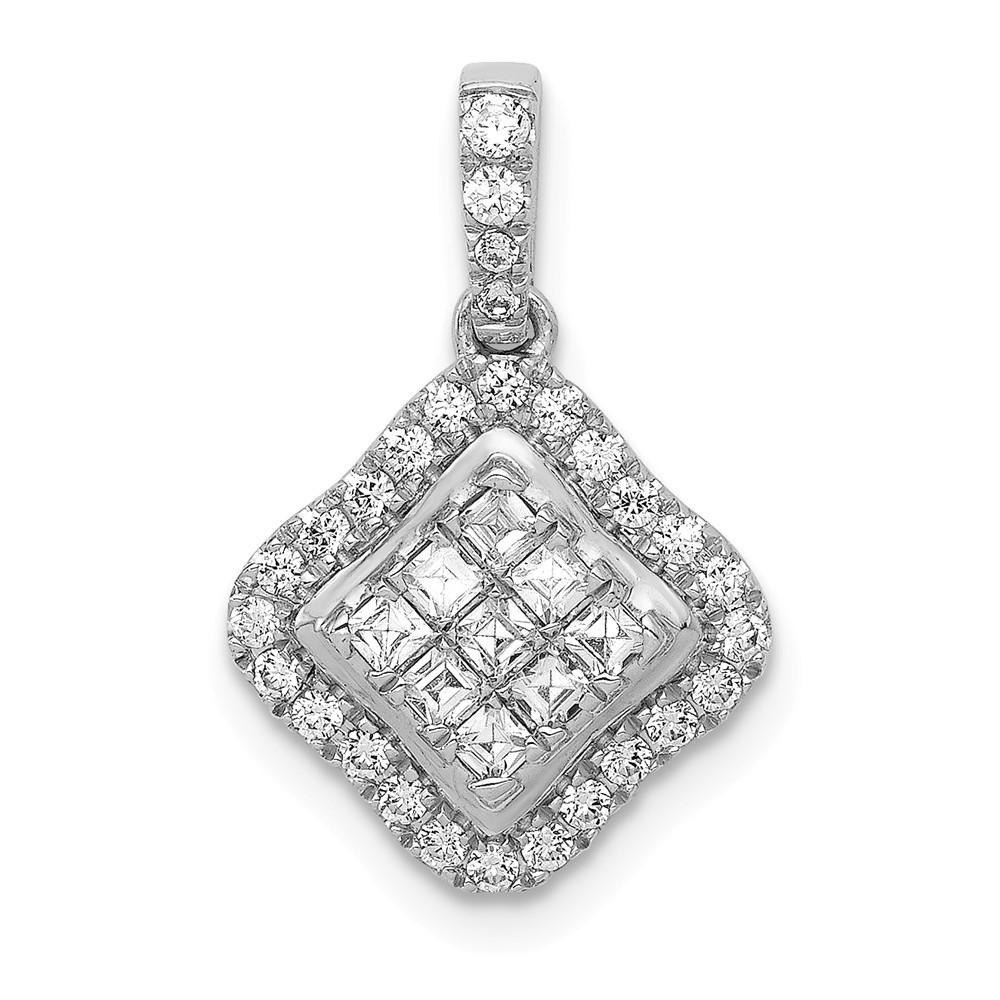 Jewelryweb 14k White Gold Diamond Cluster Pendant