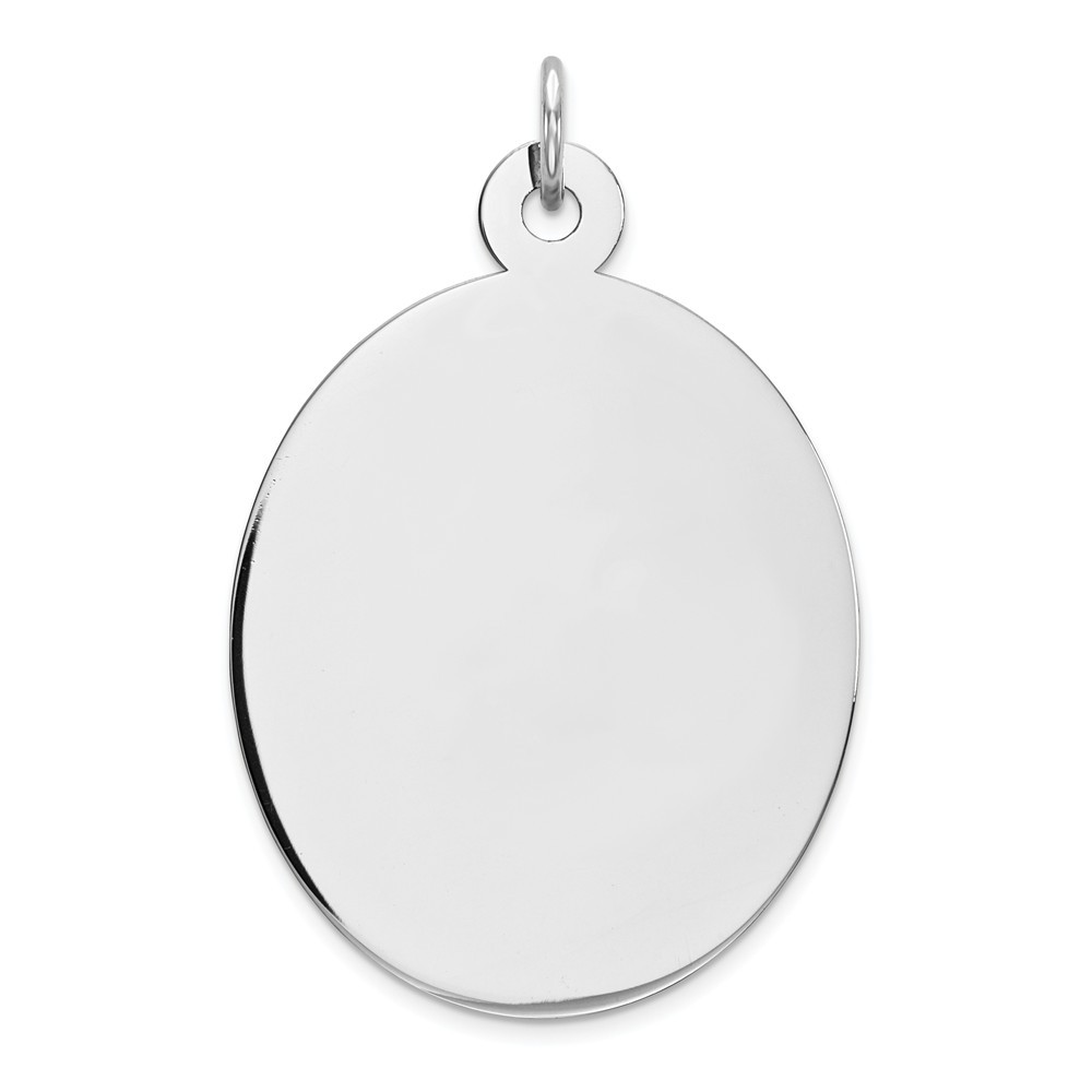 Jewelryweb 22mm Sterling Silver Rhod-plate Eng. Oval Polish Front Back Disc Charm