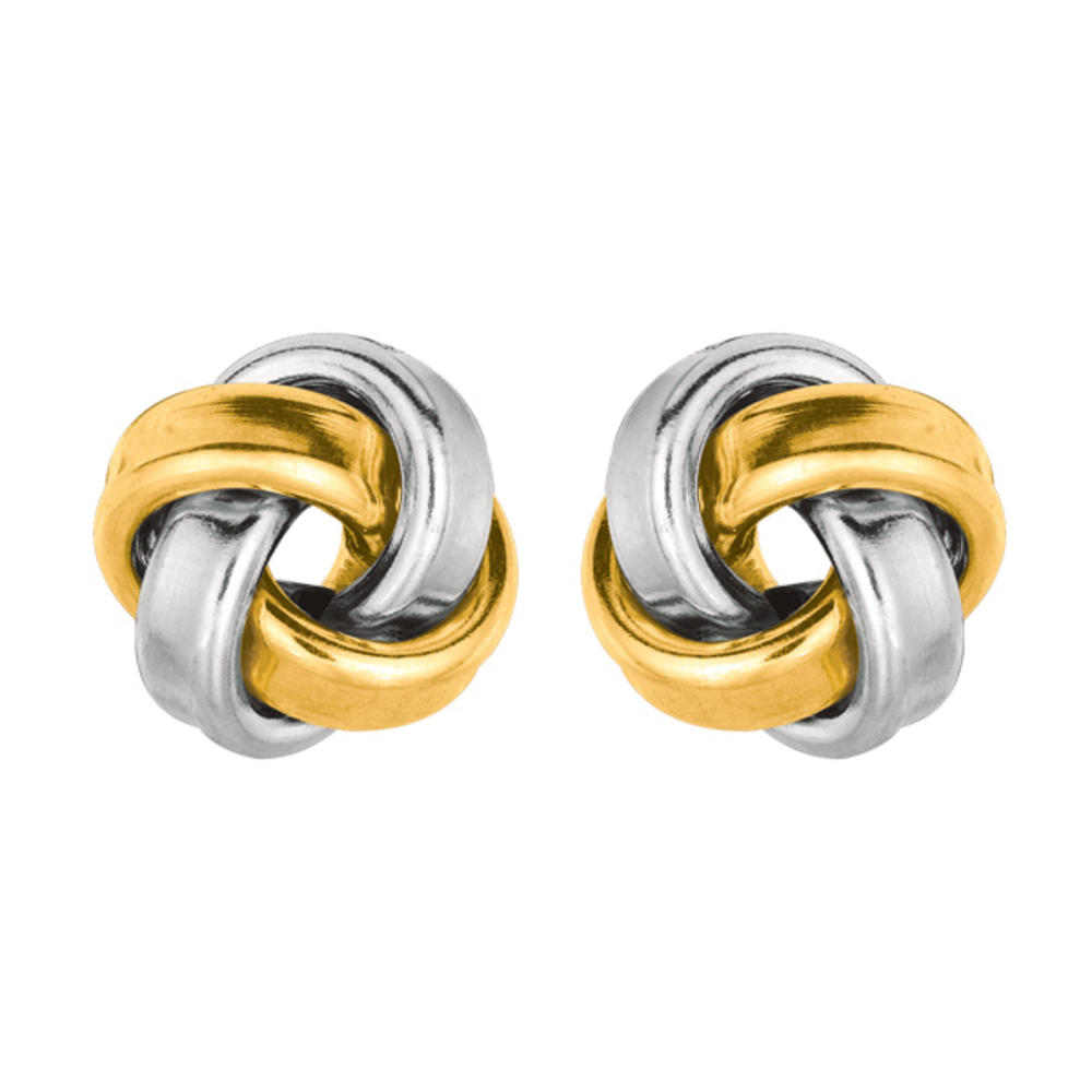 Jewelryweb Sterling Silver 14k Gold 14 Love Knot Earrings