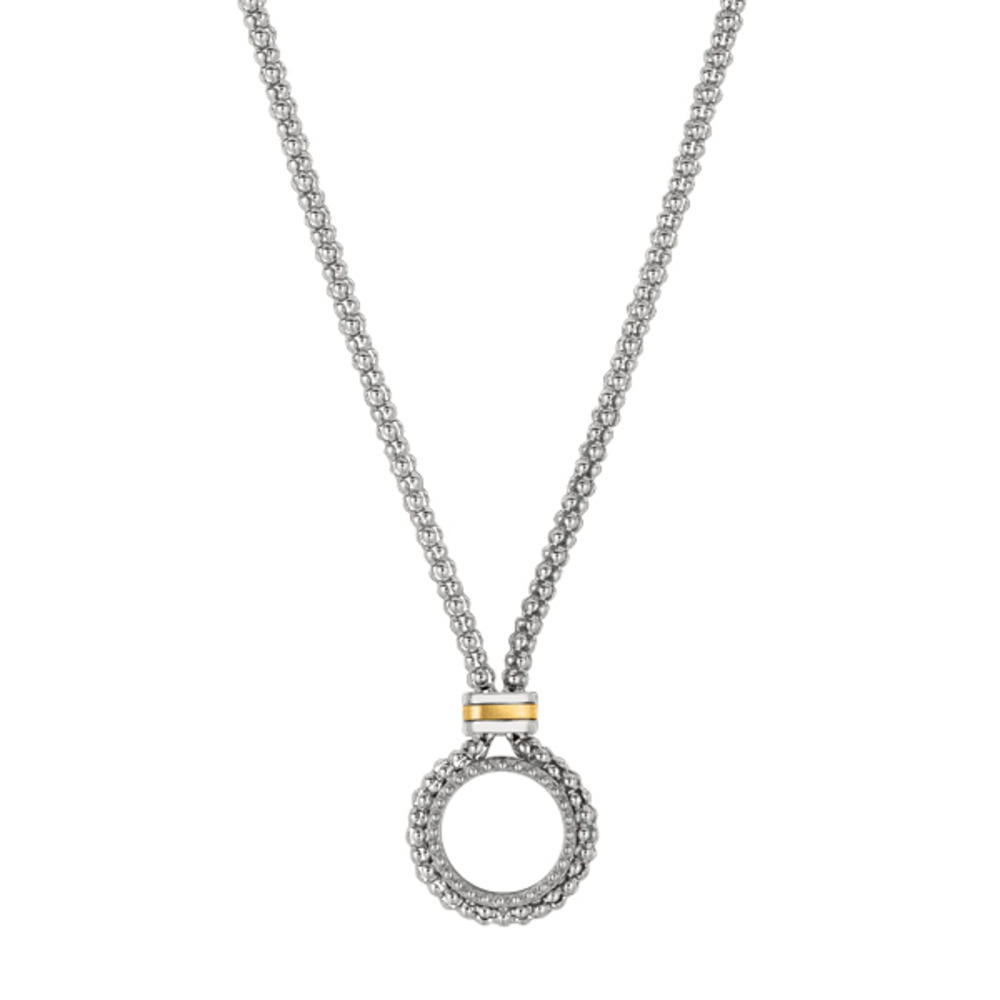 Jewelryweb Sterling Silver 18k Gold Yellow Rhodium Plated Two-tone Fancy Popcorn Chain Necklace - 17 Inch