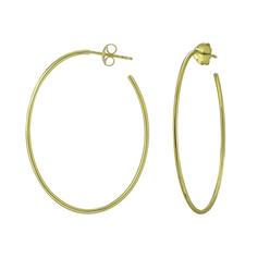Jewelryweb 14k Yellow Gold Oval Shaped Half Hoop Earrings