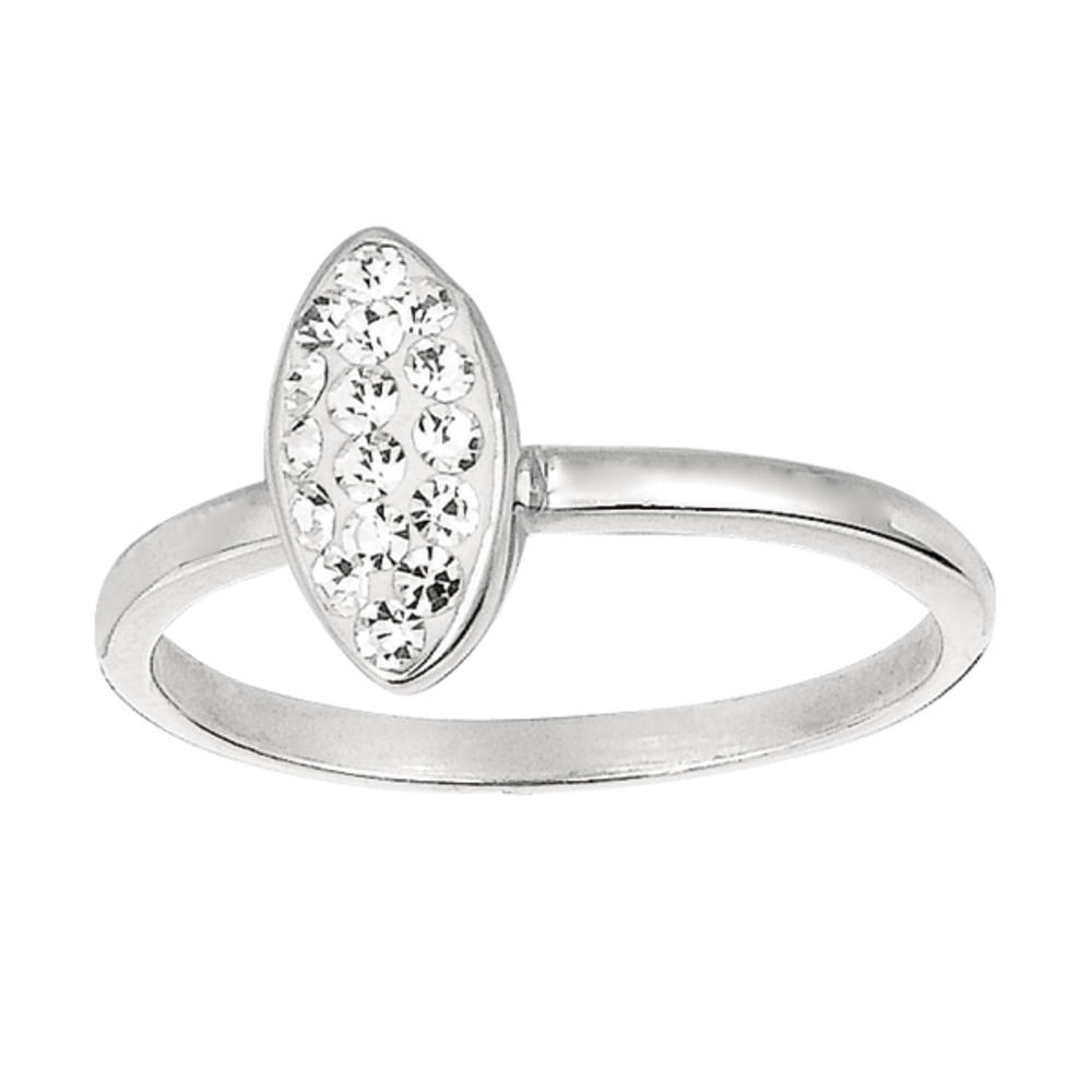 Jewelryweb Sterling Silver Crystal Rhodium Plated Ring With Marquis - Size 8