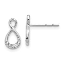 Jewelryweb 14k White Gold Diamond Post Earrings - Measures 12x6mm Wide