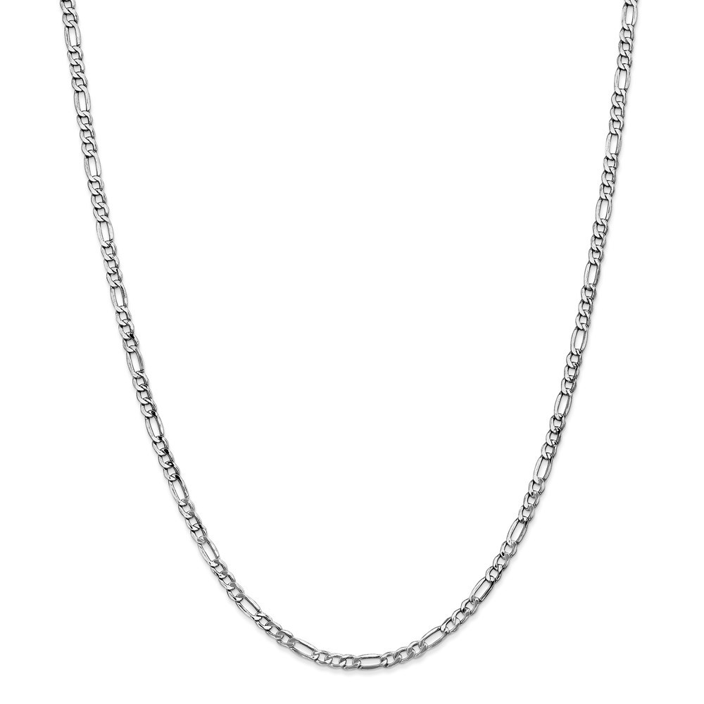 Jewelryweb 14k White Gold 3.5mm Semi-solid Figaro Chain Ankle Bracelet - 10 Inch
