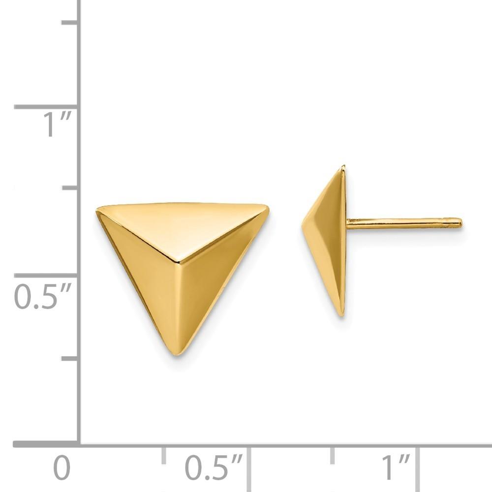 Jewelryweb 14k Polished Triangle Post Earrings - Measures 11.9x13.01mm Wide