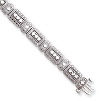 Jewelryweb 14k White Gold 8 Inch D-Cut Fancy Rectangular Links Bracelet - Push Lock