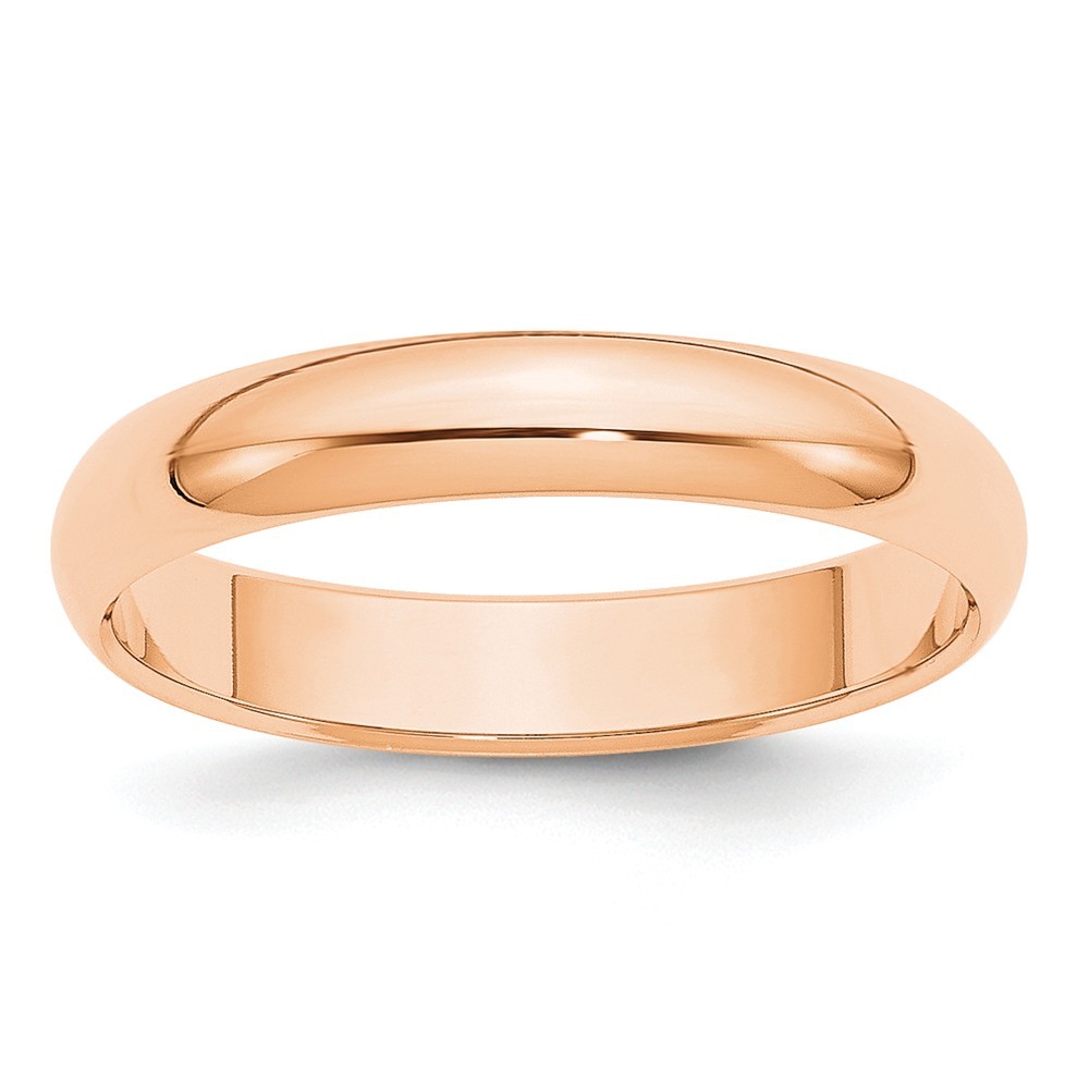 Jewelryweb 10k Rose Gold 4mm Half Round Band Ring Size 10