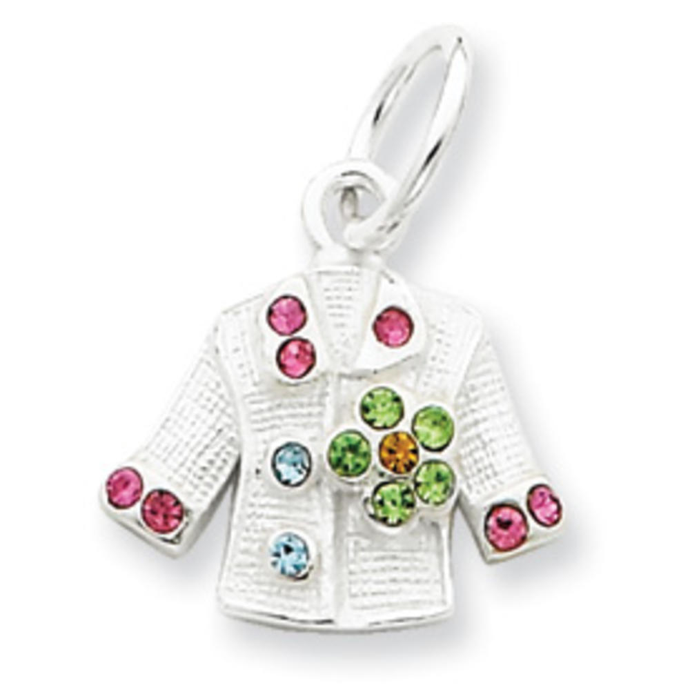 Jewelryweb Sterling Silver Crystal Jacket Charm